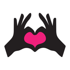 Finger heart icon. Korean love sign. I love you hand gesture. Silhouette illustration sticker design social media, with love icon vector illustration