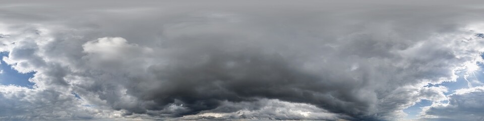 cloudy dark sky 360 hdri panorama with rain clouds before storm for use in 3d graphics as sky dome...