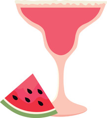 Watermelon cocktail summer vector illustration