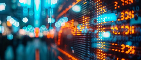 Obraz premium Digital display of consumer index trends in a stock exchange, financial markets, concept