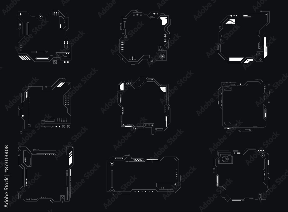 Poster futuristic interface ui elements. futuristic hud elements. hud interface set. vector illustration.