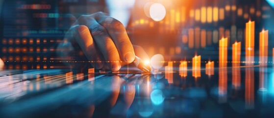 Business analyst working on global consumer index report, detailed financial study, concept