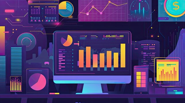 Decentralized Finance flat design front view innovation theme animation vivid