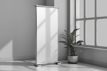 Banner mockup in a bright room. Generative AI