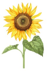 Fototapeta premium Sunflower flower on solid color background