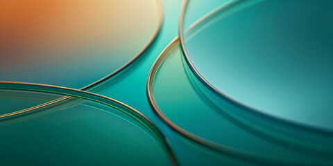 Blue-green waves abstract background pattern. Green blue decorative horizontal banner. Liquid flowing transparent glass waves. Digital artwork raster bitmap illustration. AI artwork.