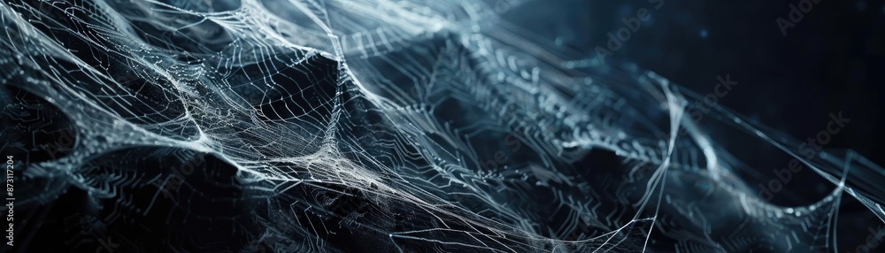 Poster abstract network of interconnected lines and nodes on a dark background, representing connectivity, 