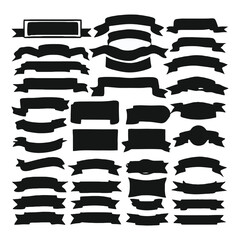 Banner ribbon set silhouette vector black shape	