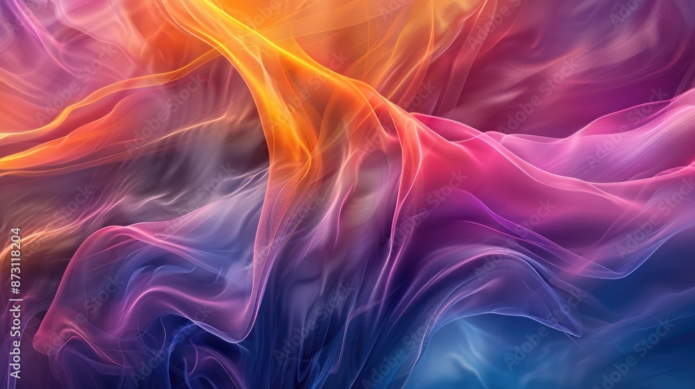 Poster a dynamic abstract background with flowing, wave-like textures in vibrant hues