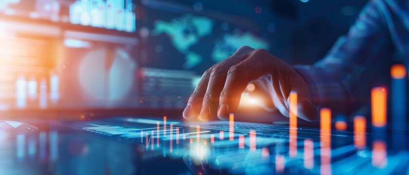 Business executives reviewing cloudbased analytics, strategic insights, concept