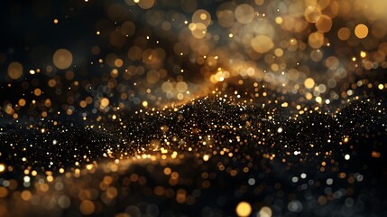 Black background with gold sparkle effects, minimalistic and luxurious, ultra HD high quality