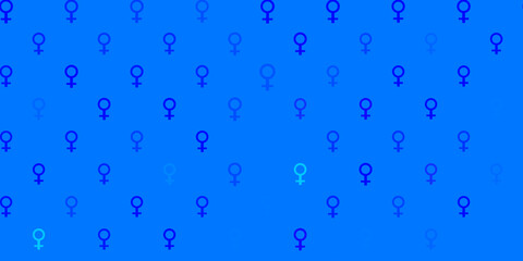 Light BLUE vector backdrop with women power symbols.