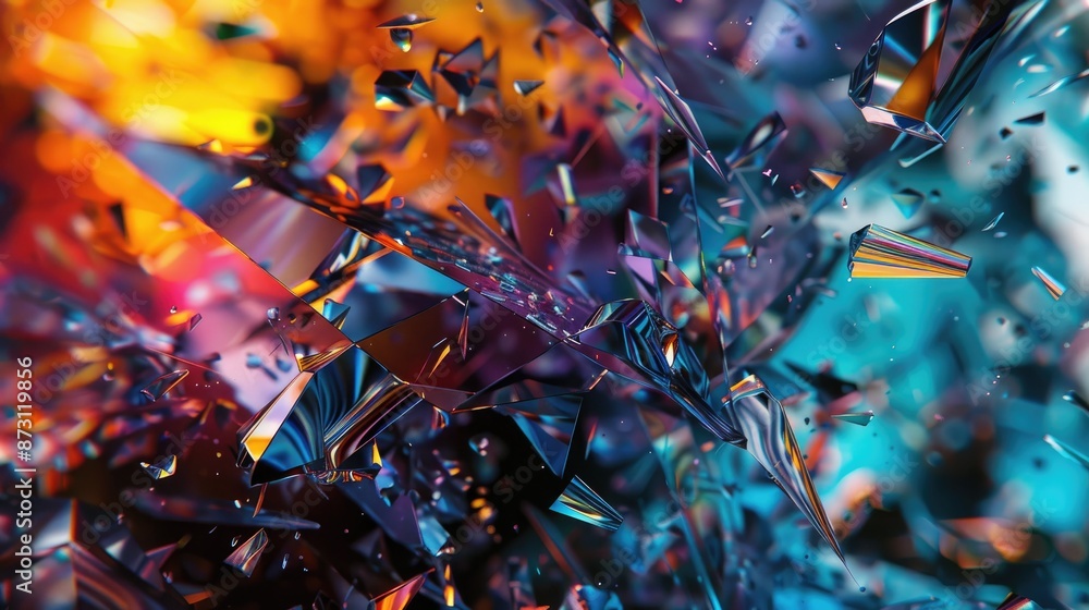 Aufkleber a dynamic abstract background with fragmented shards and glass-like textures.
