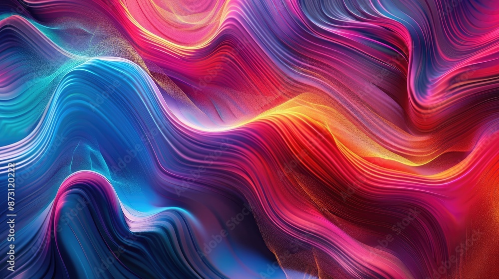 Poster a dynamic abstract background with wave-like textures in vibrant hues.