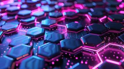 Fototapeta premium A futuristic abstract background with hexagonal patterns and neon accents.