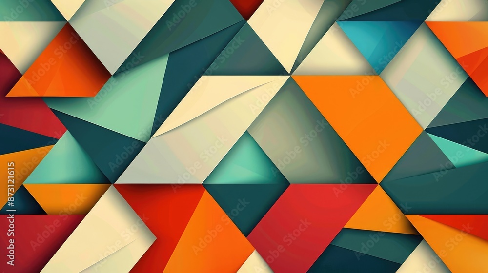 Poster a geometric abstract background with overlapping triangles and bold colors