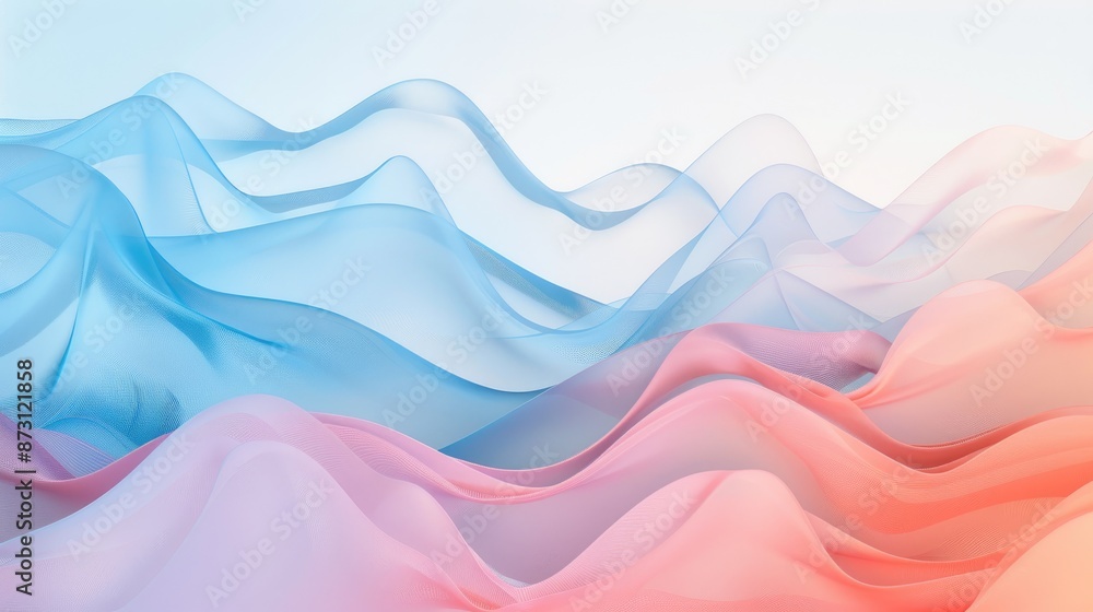 Poster a minimalistic abstract background with pastel-colored waves and curves