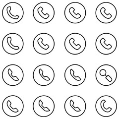 create a set of 16 icons for circle phone call