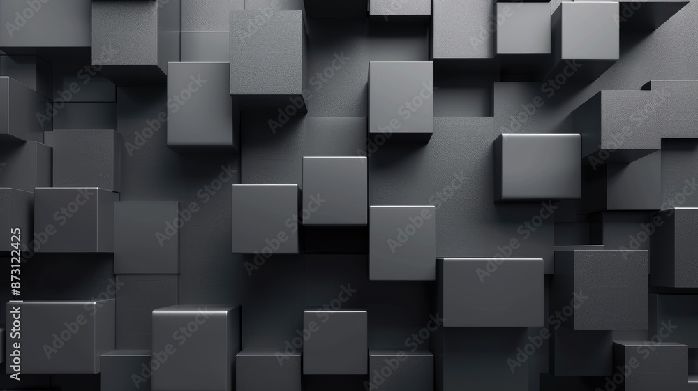 Poster a modern abstract background with 3d cubes and shadows in a monochromatic palette.