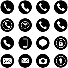 create a set of 16 icons for circle phone call