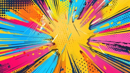 Fototapeta premium pop art background with comic book explosion in pink