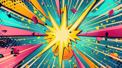 pop art background with comic book explosion in pink