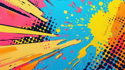 pop art background with comic book explosion in pink