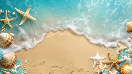 Beach themed summer background with space for text