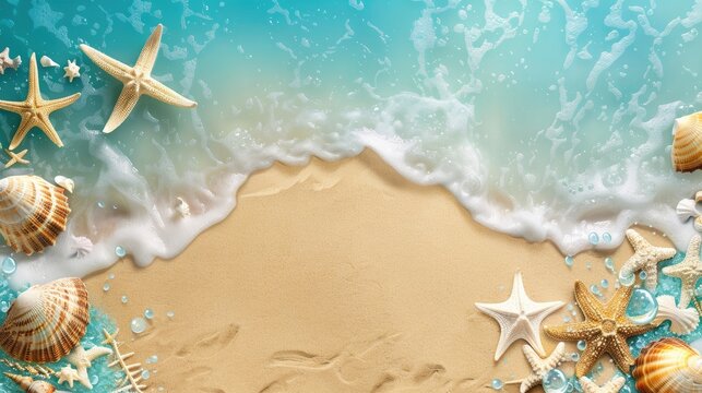 Beach themed summer background with space for text