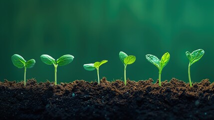 Fototapeta premium Seedlings growing in soil.