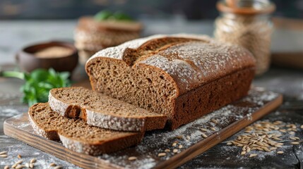 Freshly baked rye bread on a board