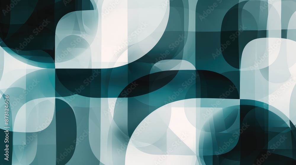 Poster a modern abstract background with overlapping transparent shapes in cool tones