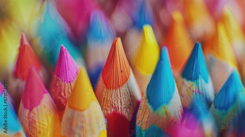 Poster color pencil abstract background with shallow depth of field