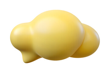 3D Render minimal pastel yellow color Speech label cloud chat bubble cut out isolated on white transparent background.