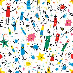 Whimsical Children Activities in Colorful Illustration