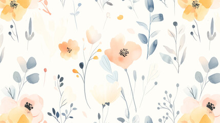 A watercolor painting flowers seamless background. Painting flowers background for cards and design