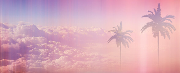 Obraz premium Fantasy landscape with clouds, neon.