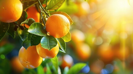 Ripe Oranges on Tree