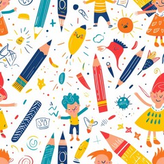 Whimsical Children Activities in Colorful Illustration