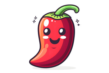Flat logo illustration of a cute peppers, isolated on plain, simple background. Generative AI