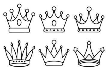 Royal Crown Line Art Elegant Sketch Design