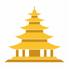 Golden Buddhist Pagoda Icon Logo Peaceful Symbol of Tradition