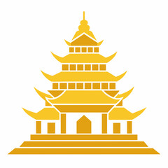 Golden Buddhist Pagoda Icon Logo Peaceful Symbol of Tradition