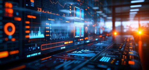 Fototapeta premium AIdriven trend analysis software in a modern office, future data analysis, concept