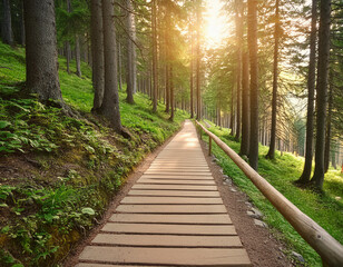 Fototapeta premium Journey Through Serene Forest Trails: Exploring Nature's Beauty