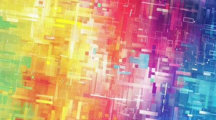 Obraz premium A vibrant abstract background with digital pixelated patterns in rainbow shades