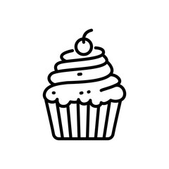 Cupcake icon vector in line style