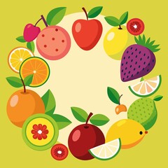 Fruits and vegetables circle frame isolated,fresh vegetables and fruits isolated on white background