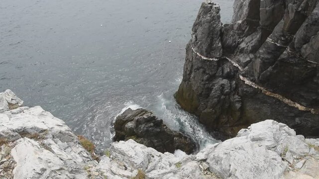The coastline and steep cliffs surrounding Cape Bonavista are spectacular examples of the North Atlantic Ocean's wave action and erosive power. 