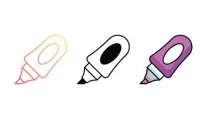 Highlighter icon design with white background stock illustration